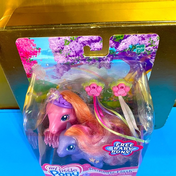 MY LITTLE PONY G3 VTG 2003 RAINBOW FLASH & BABY ROMPERONI SUPER-LONG HAIR PONIES - Picture 4 of 12
